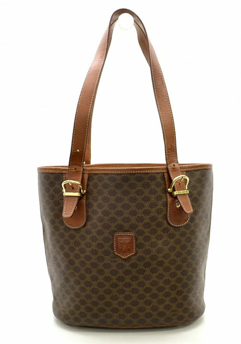 Celine Macadam Blazon tote bag leather brown dark